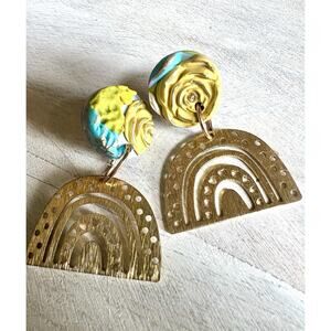 Statement Earrings Handmade Polymer Clay Earrings Handcrafted Artwork Floral